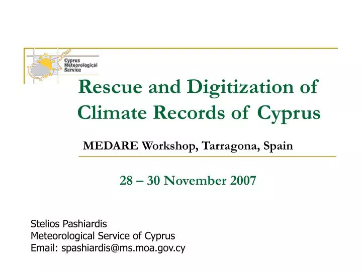 rescue and digitization of climate records of cyprus