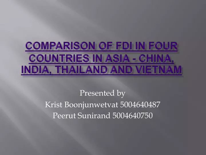 c omparison of fdi in four countries in asia china india thailand and vietnam