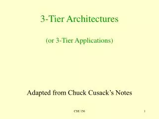3-Tier Architectures (or 3-Tier Applications)