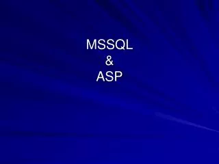 MSSQL &amp; ASP