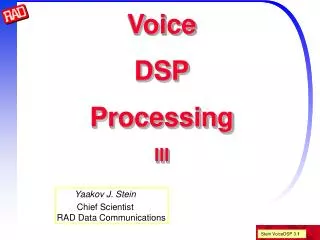 Voice DSP Processing III