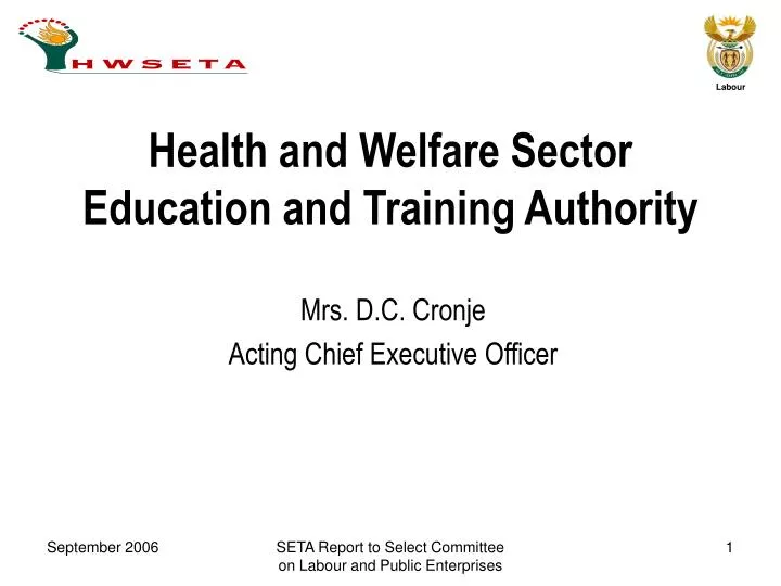 health and welfare sector education and training authority