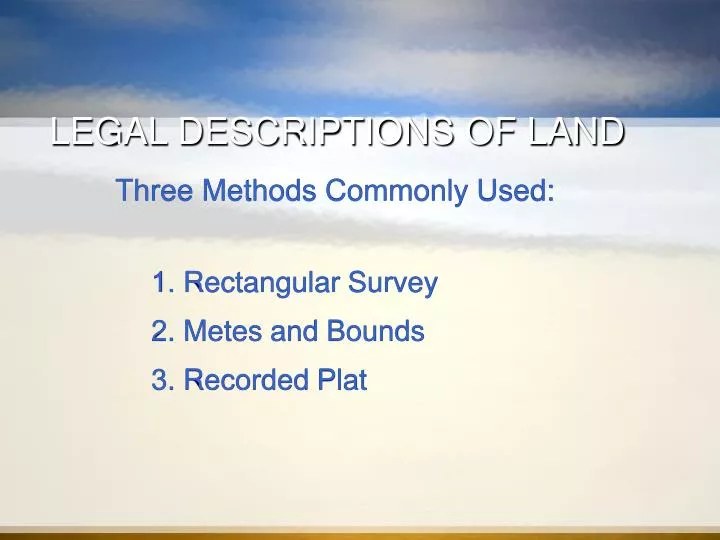 legal descriptions of land