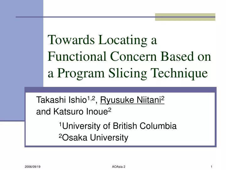 towards locating a functional concern based on a program slicing technique