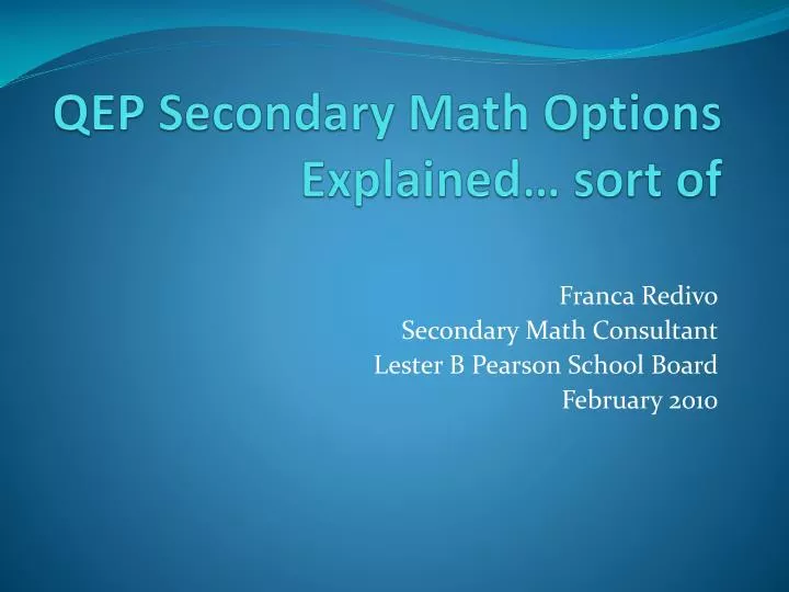 qep secondary math options explained sort of