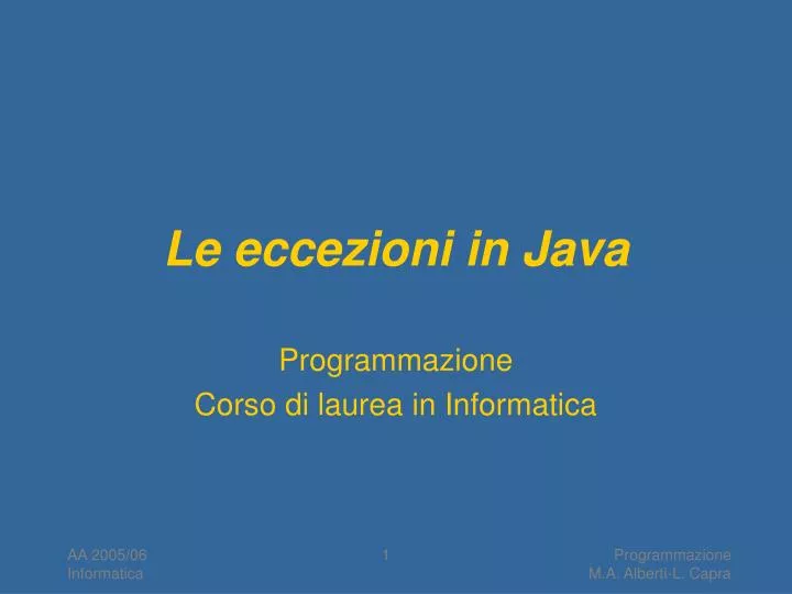 le eccezioni in java