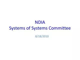 NDIA Systems of Systems Committee