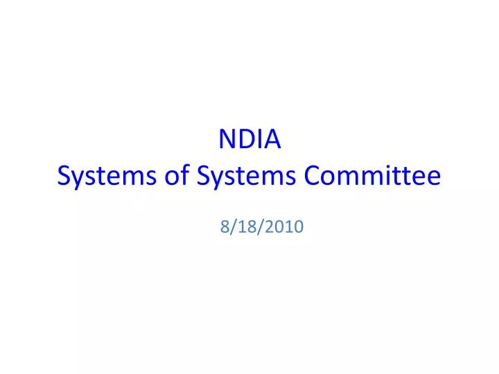 ndia systems of systems committee