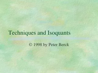 Techniques and Isoquants