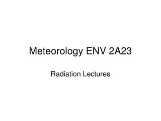 Meteorology ENV 2A23
