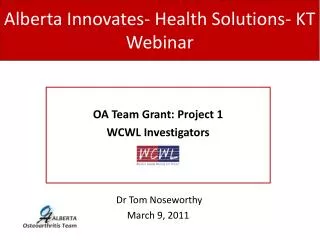 Alberta Innovates- Health Solutions- KT Webinar