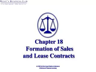 Chapter 18 Formation of Sales and Lease Contracts