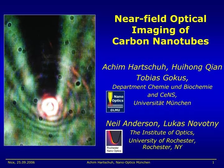 near field optical imaging of carbon nanotubes