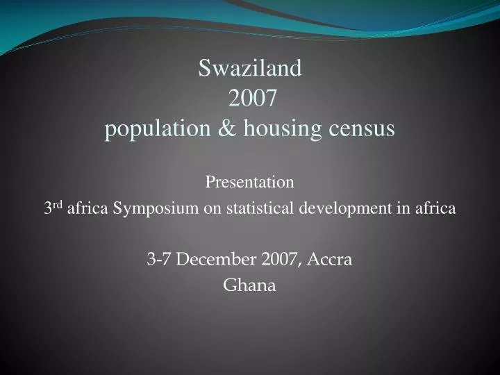 swaziland 2007 population housing census