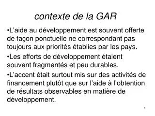contexte de la gar