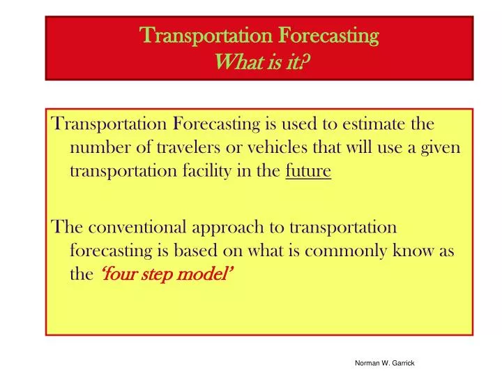 transportation forecasting what is it