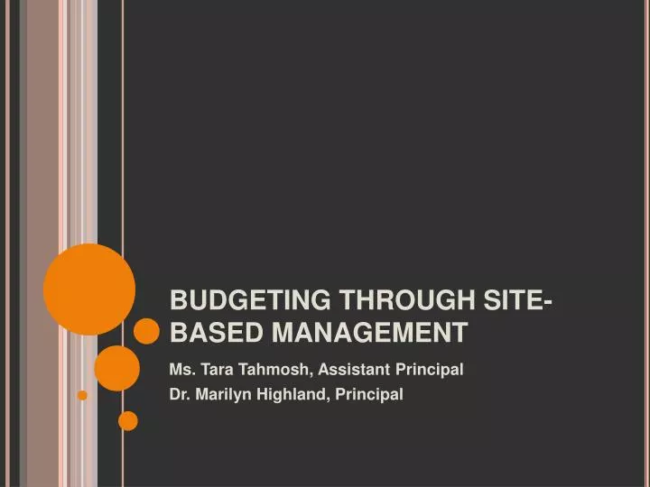 budgeting through site based management