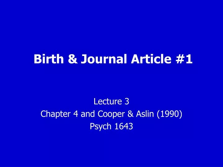 birth journal article 1