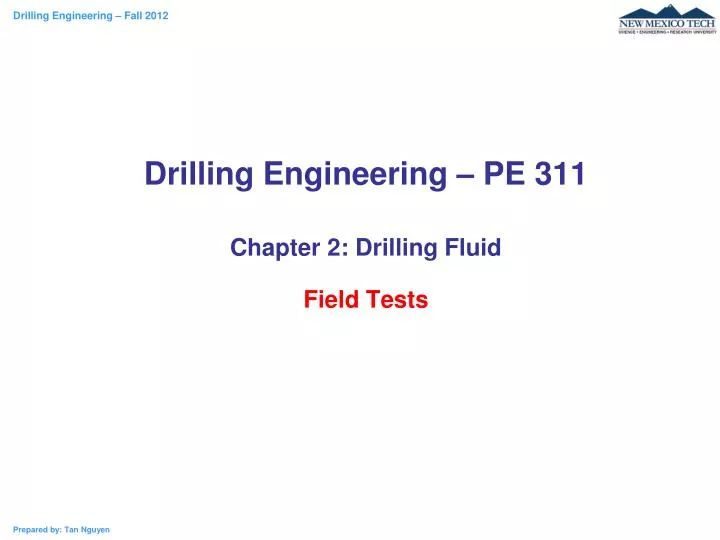 drilling engineering pe 311 chapter 2 drilling fluid field tests