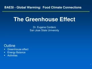 BAESI - Global Warming: Food Climate Connections