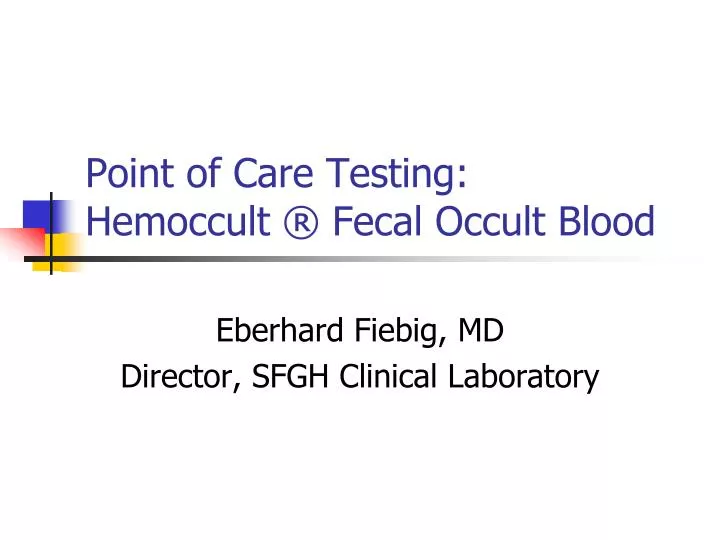 point of care testing hemoccult fecal occult blood