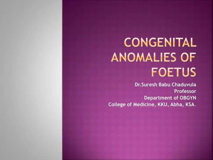 congenital anomalies of foetus
