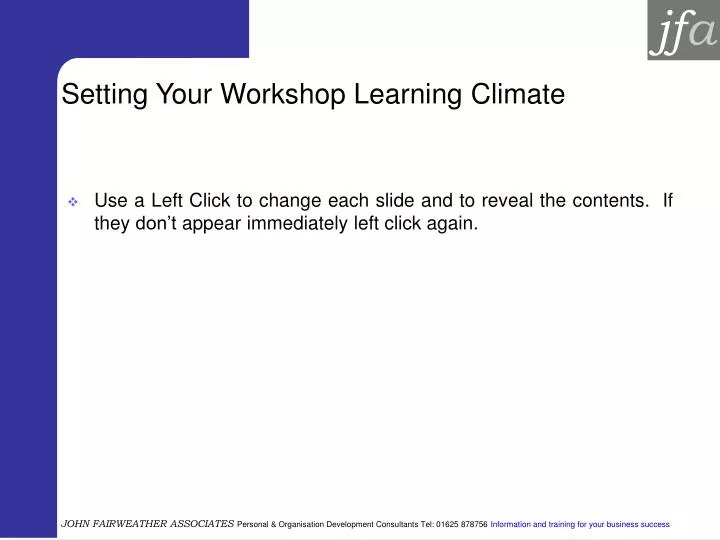 setting your workshop learning climate