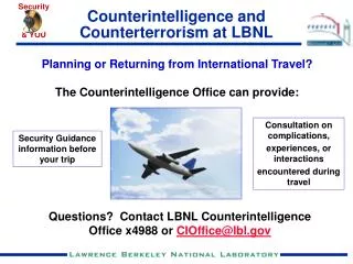 Counterintelligence and Counterterrorism at LBNL