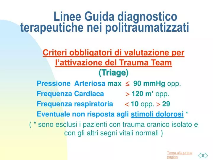 linee guida diagnostico terapeutiche nei politraumatizzati