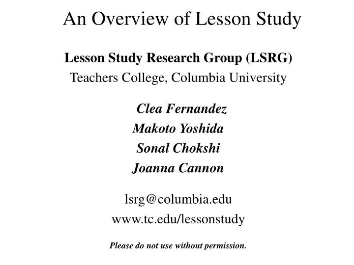 an overview of lesson study
