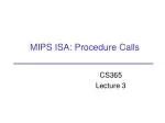 MIPS ISA: Procedure Calls - slide 1