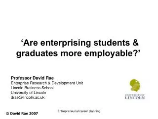 ‘Are enterprising students &amp; graduates more employable?’