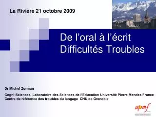 de l oral l crit difficult s troubles