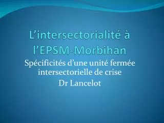 L’intersectorialité à l’EPSM-Morbihan