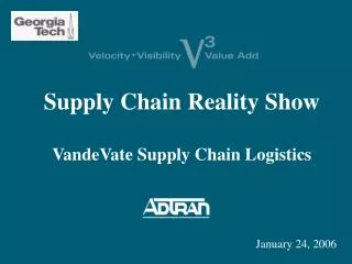 Supply Chain Reality Show VandeVate Supply Chain Logistics