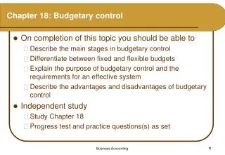 Chapter 18: Budgetary control