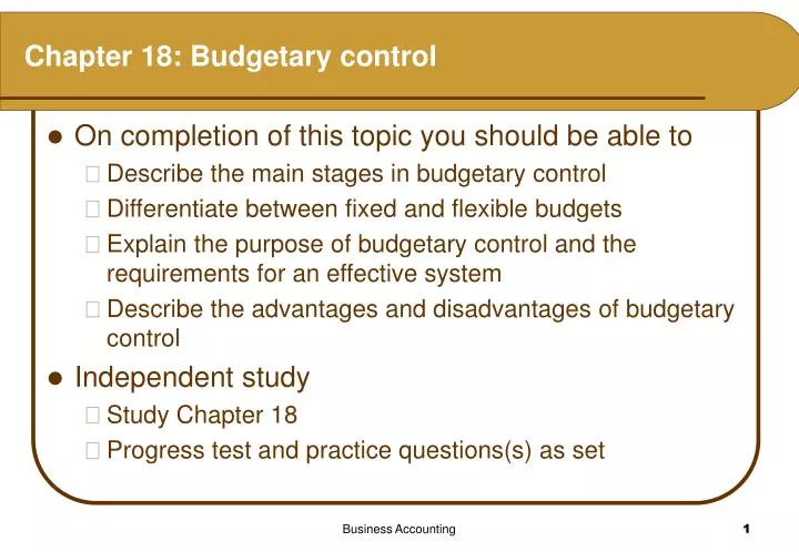 chapter 18 budgetary control