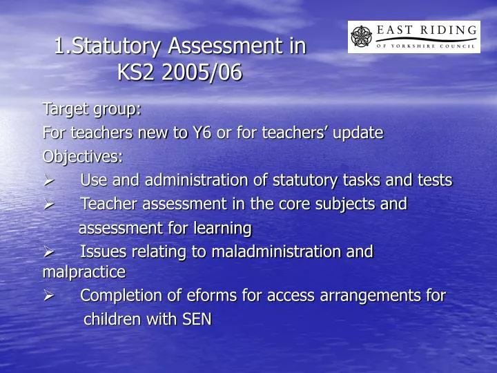 1 statutory assessment in ks2 2005 06