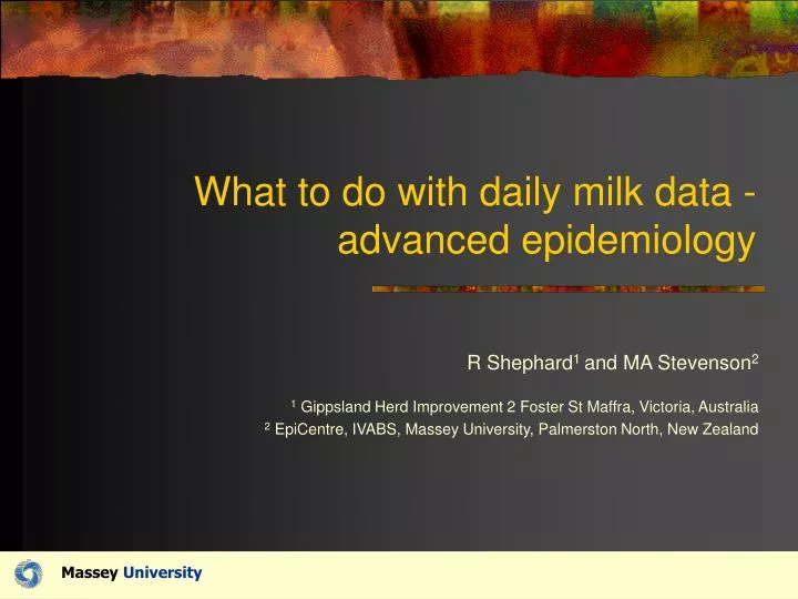 what to do with daily milk data advanced epidemiology