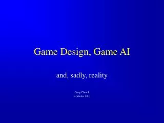 Game Design, Game AI