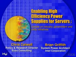 Enabling High Efficiency Power Supplies for Servers : Update on industry, government and utility initiatives