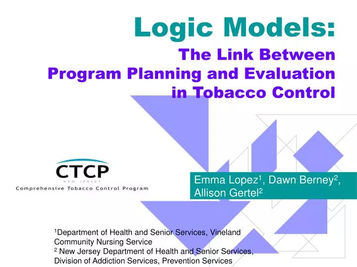 logic models the link between program planning and evaluation in tobacco control