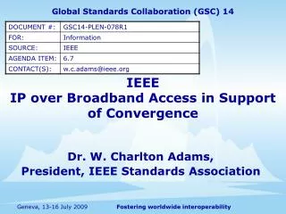 IEEE IP over Broadband Access in Support of Convergence