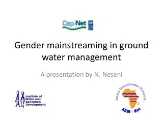 Gender mainstreaming in ground water management