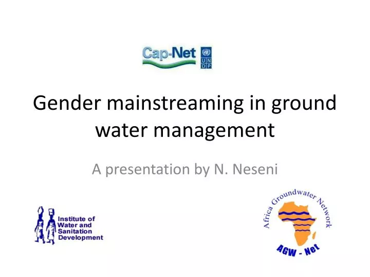 gender mainstreaming in ground water management