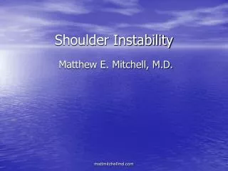 Shoulder Instability