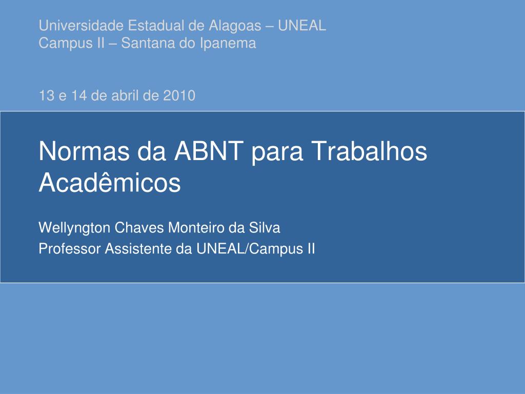 PPT - Normas da ABNT para Trabalhos Acadêmicos PowerPoint Presentation ...