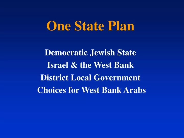 one state plan