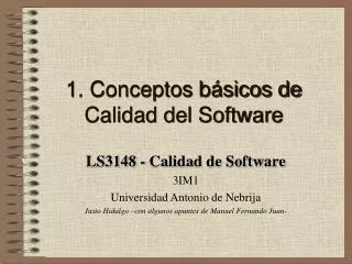 1. Conceptos básicos de Calidad del Software