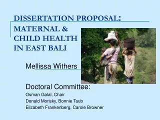 DISSERTATION PROPOSAL : MATERNAL &amp; CHILD HEALTH IN EAST BALI